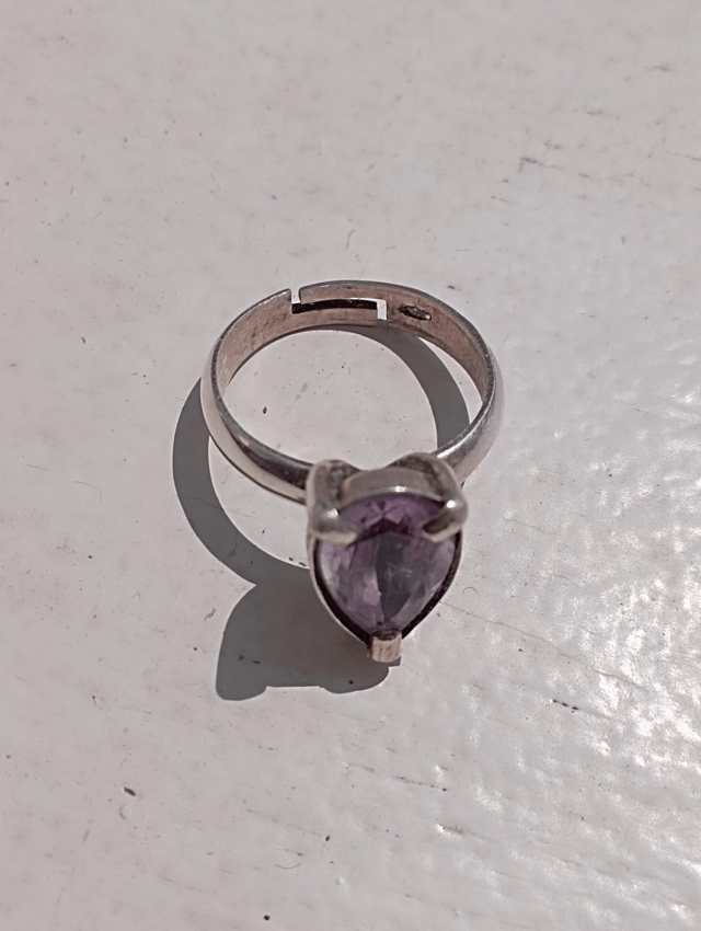 Bague argent goutte Améthyste facettée 