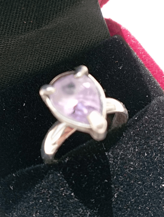 Bague argent goutte Améthyste facettée 