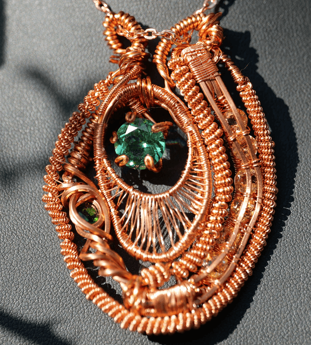 Pendentif Tourmaline verte, citrine et zircon