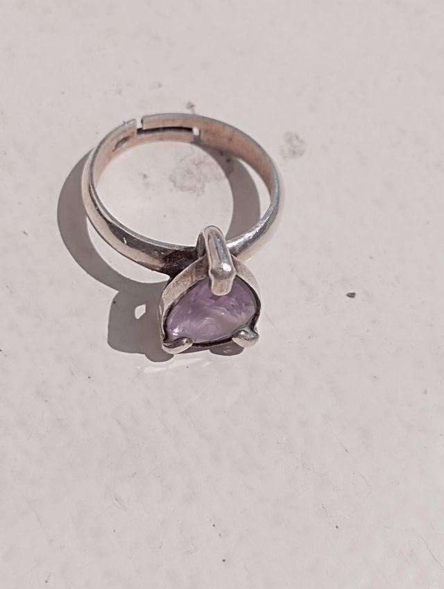 Bague argent goutte Améthyste facettée 