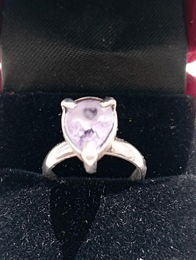 Bague argent goutte Améthyste facettée 